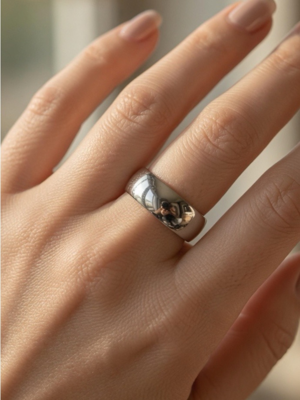 Silver Wide Dome Band Ring Hypoallergenic Minimalist Modern 9mm